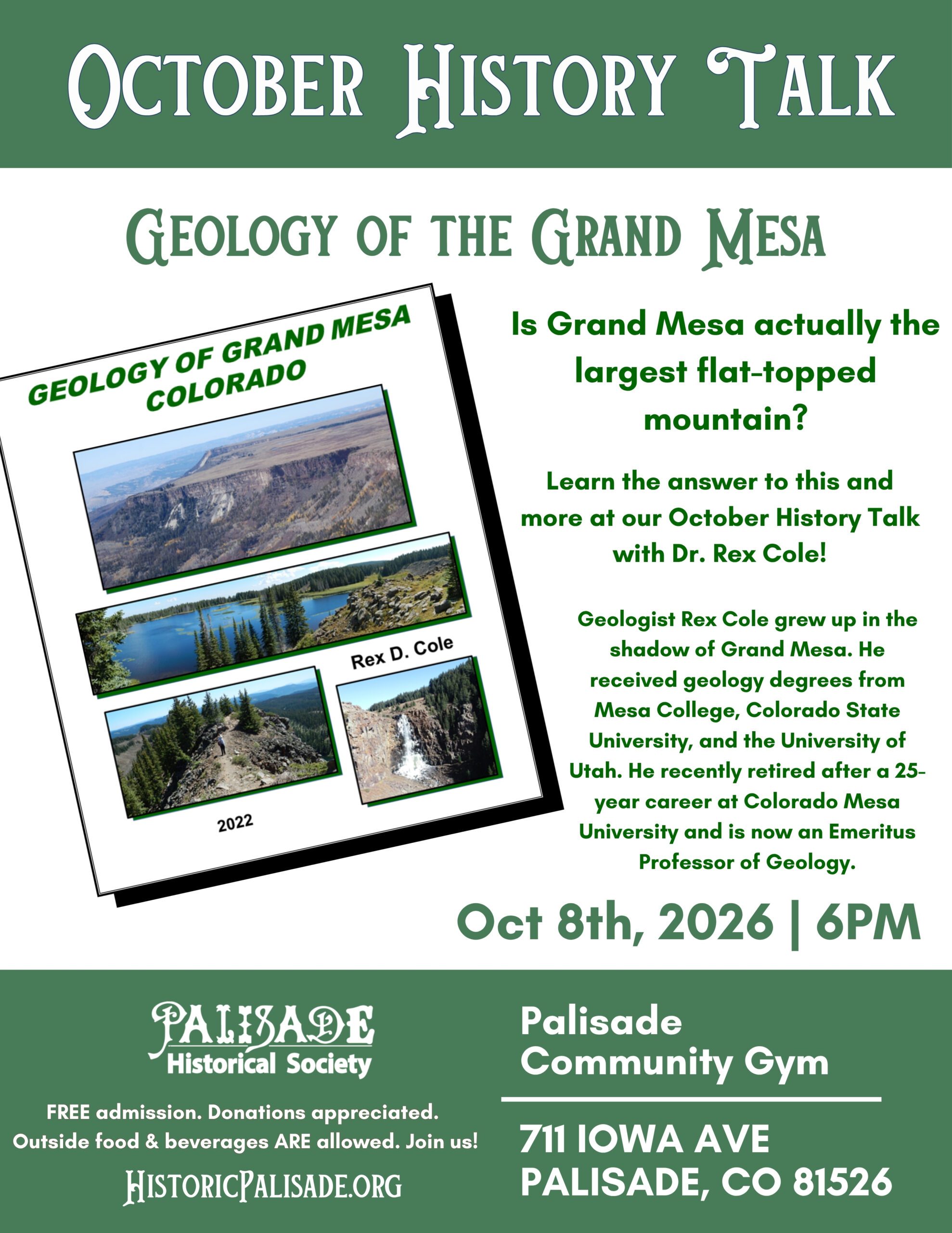 October History Talk. Book cover with pictures of the Grand Mesa
